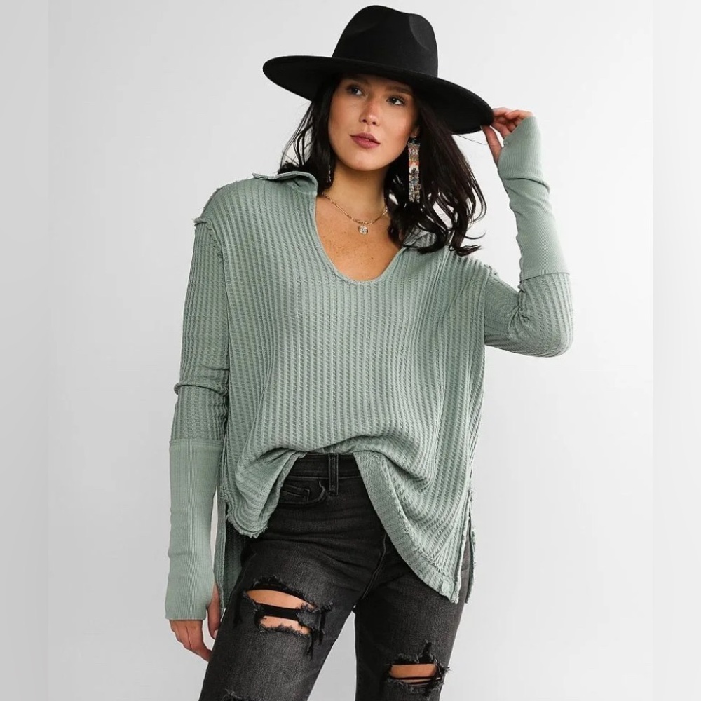 Free People Thermal Raymond Tunic Top Oversized Womens Size XS